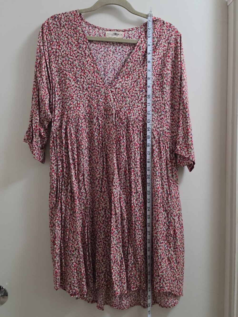 NATURAL LIFE Stella V-Neck Dress - Pink Ditsy Babydoll / Mini Dress - Picture 4 of 8
